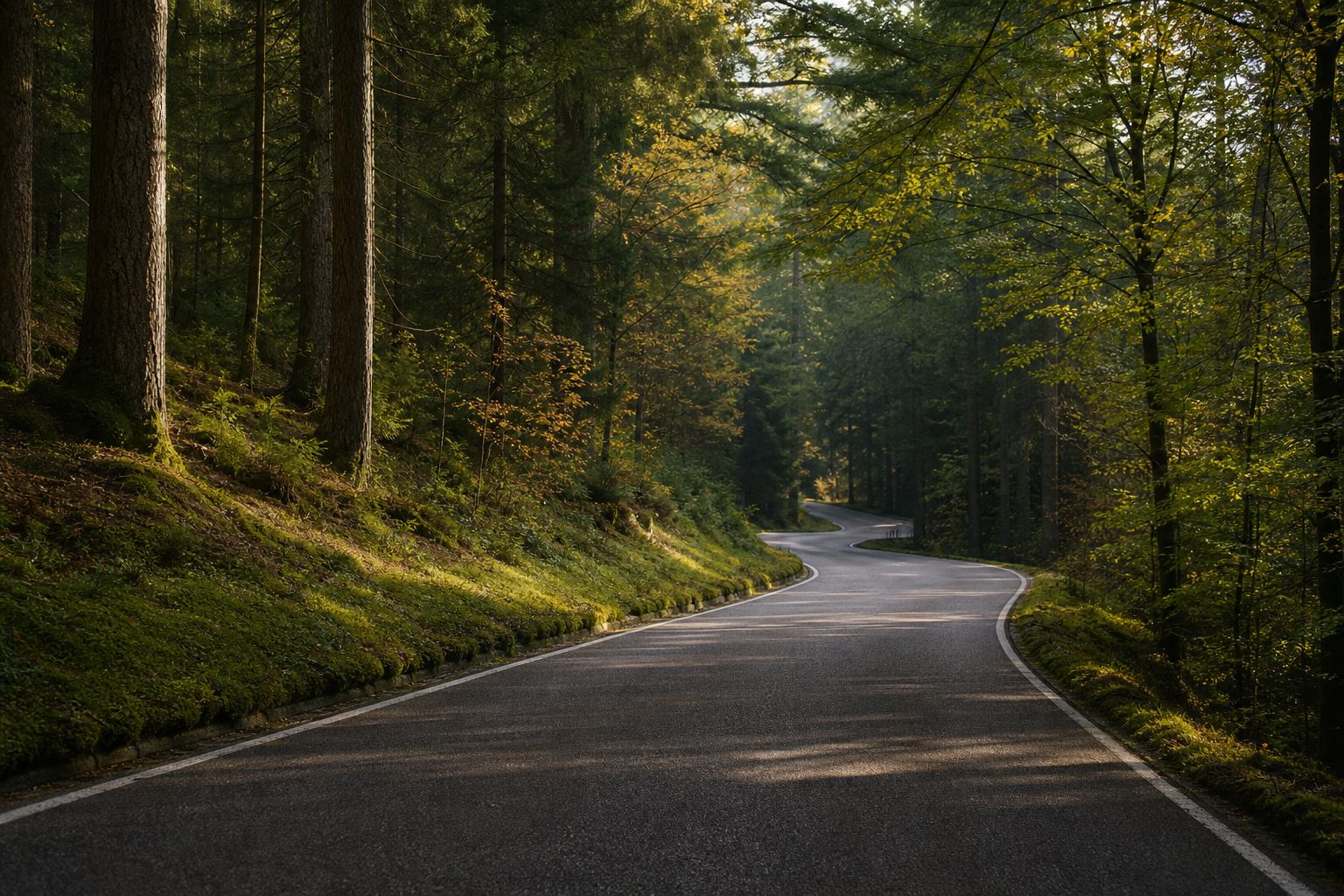 Gewundene Waldstraße im Schwarzwald